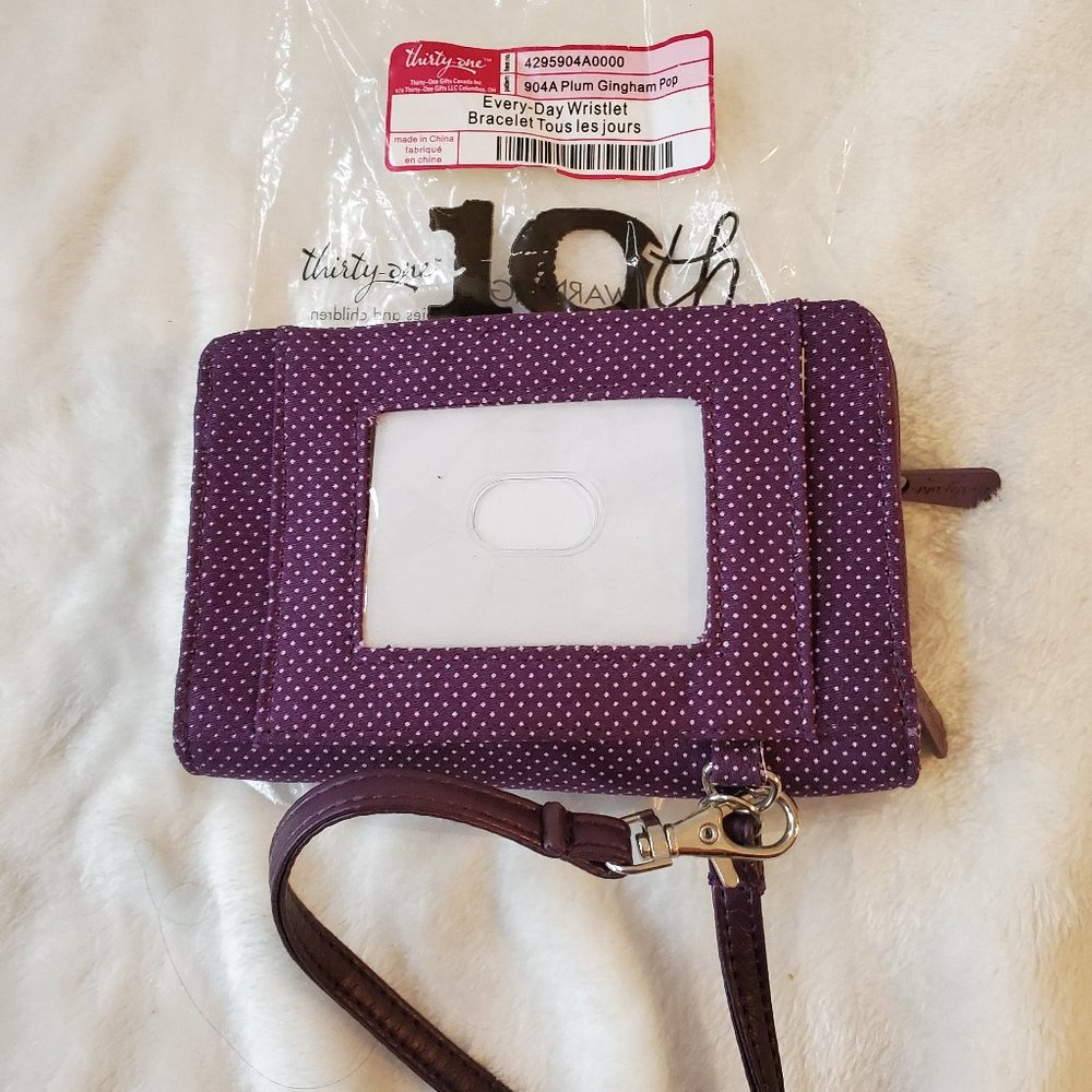 Thirty-One Everyday Wristlet - Plum Dots